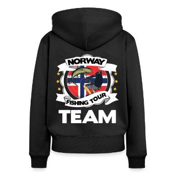 norway fishing tour team - Women's Premium Organic Zip Hoodie - black - Back - Julia (174cm)