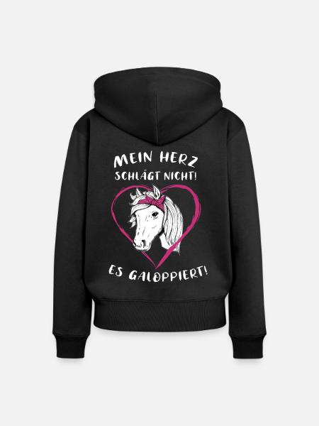 Pferde Herz Reiterin Geschenkidee - Frauen Premium Bio Zip Hoodie - Schwarz