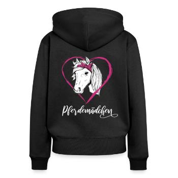 Pferdemädchen Pferde Herz Geschenkidee - Frauen Premium Bio Zip Hoodie - Schwarz - Hinten - Julia (174cm)