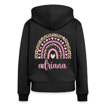 Adriana Regenbogen Name Geburtstag Adriana - Frauen Premium Bio Zip Hoodie - Schwarz - Hinten - Julia (174cm)