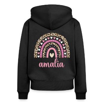 Amalia Regenbogen Name Geburtstag Amalia - Frauen Premium Bio Zip Hoodie - Schwarz - Hinten - Julia (174cm)