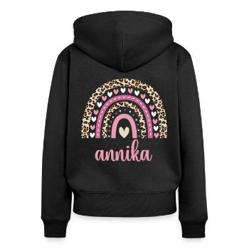 Annika Regenbogen Name Geburtstag Annika - Frauen Premium Bio Zip Hoodie - Schwarz - Hinten - Julia (174cm)