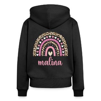 Malina Regenbogen Name Geburtstag Malina - Frauen Premium Bio Zip Hoodie - Schwarz - Hinten - Julia (174cm)