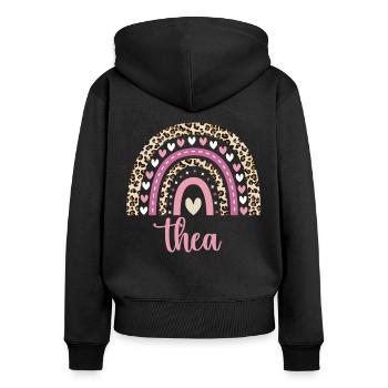 Thea Regenbogen Name Geburtstag Thea - Frauen Premium Bio Zip Hoodie - Schwarz - Hinten - Julia (174cm)