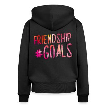 friendship goals hashtag - Frauen Premium Bio Zip Hoodie - Schwarz - Hinten - Julia (174cm)