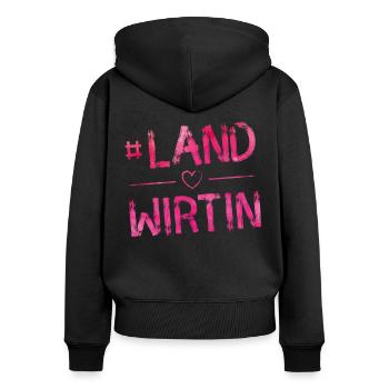 Landwirtin herz hashtag - Frauen Premium Bio Zip Hoodie - Schwarz - Hinten - Julia (174cm)