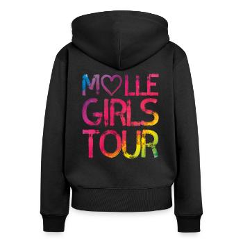 Malle girls tour herz bunt - Frauen Premium Bio Zip Hoodie - Schwarz - Hinten - Julia (174cm)