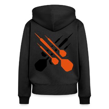 darts dartpfeil - Frauen Premium Bio Zip Hoodie - Schwarz - Hinten - Julia (174cm)