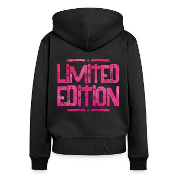 édition limitée rose - Sweat à capuche zippé Premium bio Femme - noir - Dos - Julia (174cm)