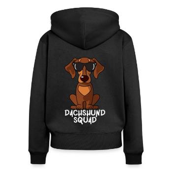Hund Mama Hund Papa Love-r Lustiger Dackel Squad - Frauen Premium Bio Zip Hoodie - Schwarz - Hinten - Julia (174cm)