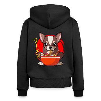 Chihuahua Japanese Ramen Dog Ramen - Women's Premium Organic Zip Hoodie - black - Back - Julia (174cm)