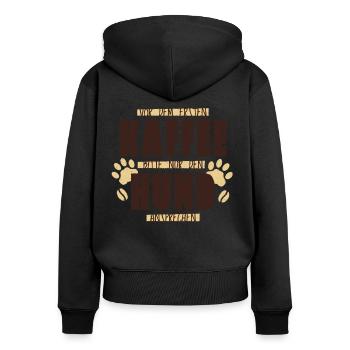 Vor dem ersten Kaffee bitte nur den hund anspreche - Frauen Premium Bio Zip Hoodie - Schwarz - Hinten - Julia (174cm)