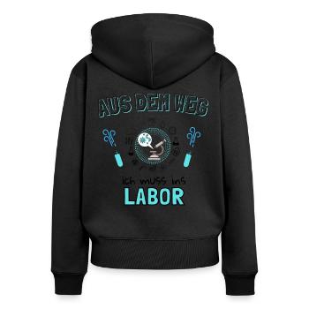 aus dem Weg - Labor BMA MTA - Frauen Premium Bio Zip Hoodie - Schwarz - Hinten - Julia (174cm)