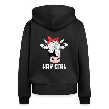 Farmer Cattle Breeding Hay Girl Cow Lover - Frauen Premium Bio Zip Hoodie - Schwarz - Hinten - Julia (174cm)