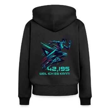 Marathonläufer läuft Marathon 42km - Frauen Premium Bio Zip Hoodie - Schwarz - Hinten - Julia (174cm)