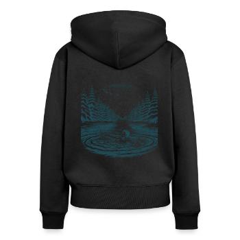 Eisbader nimmt ein Eisbad im kalten See im Winter - Frauen Premium Bio Zip Hoodie - Schwarz - Hinten - Julia (174cm)