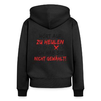 Kanzler Wahl 2025 – Ich hab sie nicht gewählt! - Frauen Premium Bio Zip Hoodie - Schwarz - Hinten - Julia (174cm)