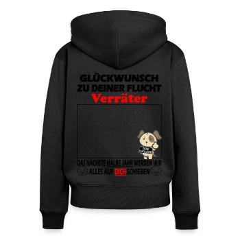 Glückwunsch zur Flucht Verräter - Jobwechsel - Frauen Premium Bio Zip Hoodie - Schwarz - Hinten - Julia (174cm)