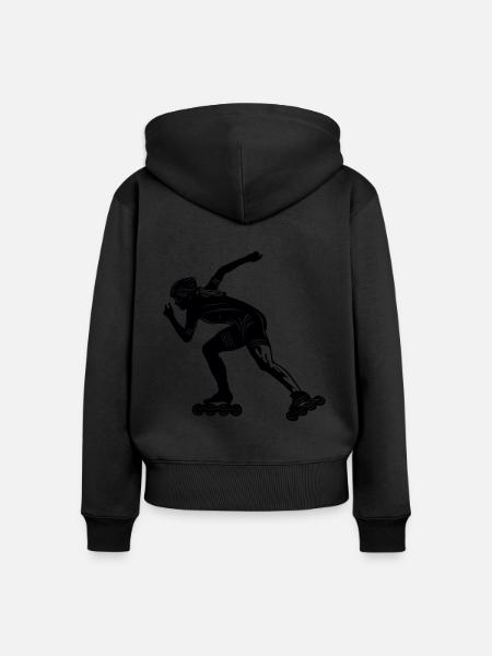 Inline Skates Silhoette - Frauen Premium Bio Zip Hoodie - Schwarz