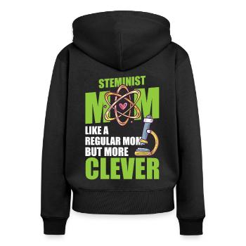 Maman stéministe - Comme une maman normale mais plus intelligente - Sweat à capuche zippé Premium bio Femme - noir - Dos - Julia (174cm)