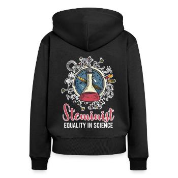 Steminist - Equality In Science - Frauen Premium Bio Zip Hoodie - Schwarz - Hinten - Julia (174cm)