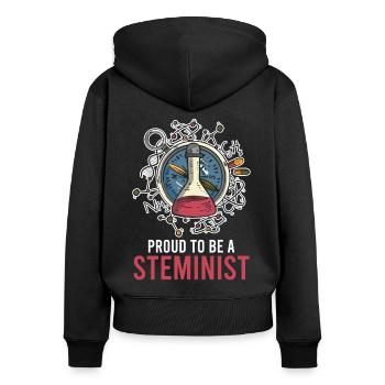 Proud To Be A Steminist - Frauen Premium Bio Zip Hoodie - Schwarz - Hinten - Julia (174cm)