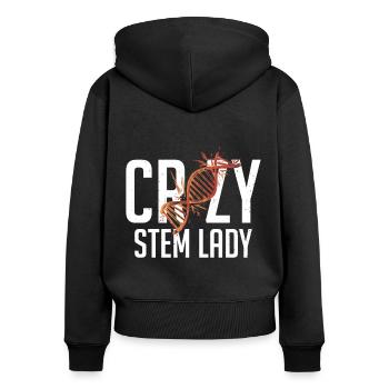 Crazy Stem Lady - Steministe - Sweat à capuche zippé Premium bio Femme - noir - Dos - Julia (174cm)