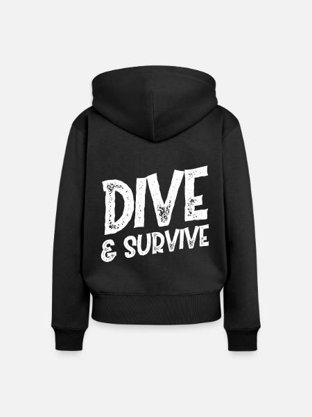 Dive & Survive - Dodgeball - Frauen Premium Bio Zip Hoodie - Schwarz