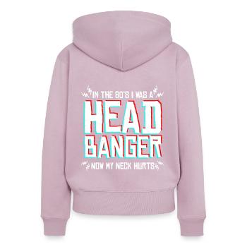 Drôle de Heavy Metal Headbanging - Sweat à capuche zippé Premium bio Femme - rose poudré - Dos - Julia (174cm)