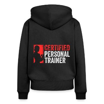 Certified Personal Trainer - Women's Premium Organic Zip Hoodie - black - Back - Julia (174cm)