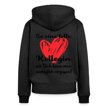 Wir werden dich vermissen Kollegin - Jobwechsel - Frauen Premium Bio Zip Hoodie - Schwarz - Hinten - Julia (174cm)