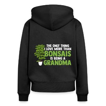 Bonsai Tree Grandma - Women's Premium Organic Zip Hoodie - black - Back - Julia (174cm)
