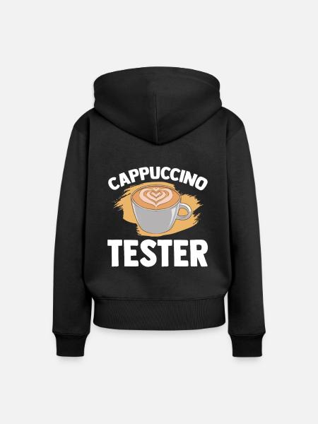 Cappuccino Tester - Frauen Premium Bio Zip Hoodie - Schwarz