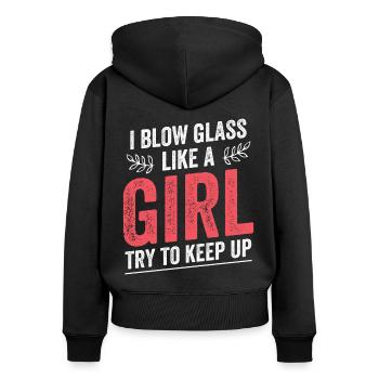 Glass Blower - Glassblowing Girl - Women's Premium Organic Zip Hoodie - black - Back - Julia (174cm)