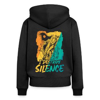 Joueur de harpe - Sweat à capuche zippé Premium bio Femme - noir - Dos - Julia (174cm)