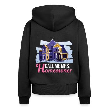 Housewarming Party | Mrs Homeowner - Frauen Premium Bio Zip Hoodie - Schwarz - Hinten - Julia (174cm)