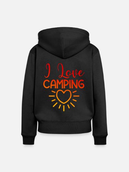 Ich liebe Camping - Frauen Premium Bio Zip Hoodie - Schwarz