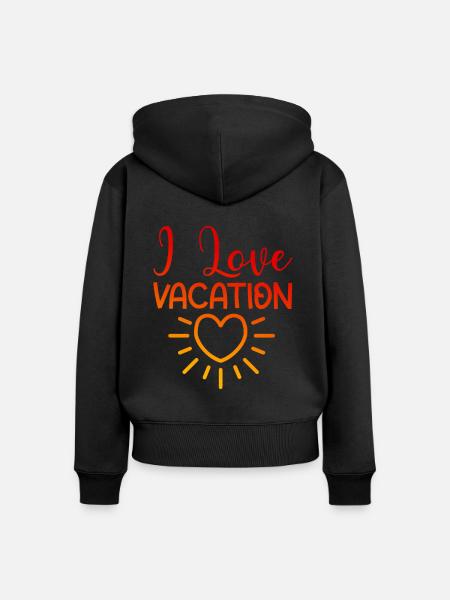 Ich liebe Urlaub - Frauen Premium Bio Zip Hoodie - Schwarz