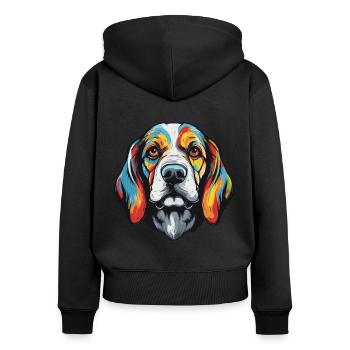 Portrait de chien Beagle - Sweat à capuche zippé Premium bio Femme - noir - Dos - Julia (174cm)