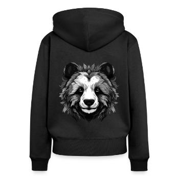 Panda Portrait - Sweat à capuche zippé Premium bio Femme - noir - Dos - Julia (174cm)