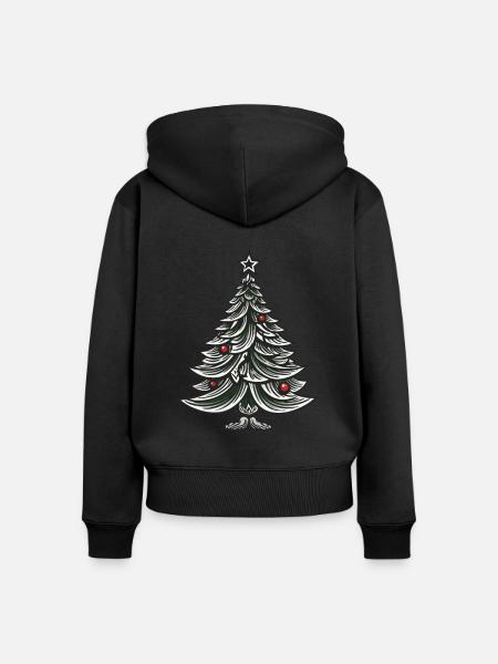 Weihnachtsbaum Tanne Weihnachten - Frauen Premium Bio Zip Hoodie - Schwarz