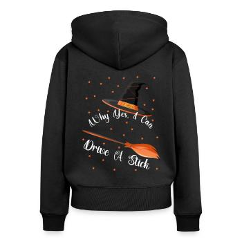 Une super tenue Halloween 2022 pour femme - Sweat à capuche zippé Premium bio Femme - noir - Dos - Julia (174cm)
