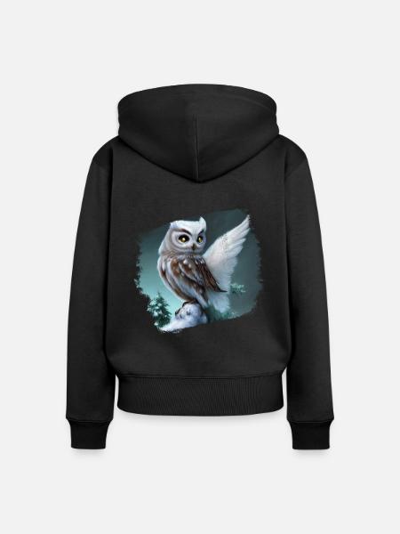 Schneeeule - Frauen Premium Bio Zip Hoodie - Schwarz