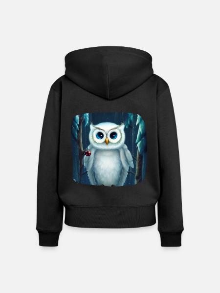 Weihnachtsmotiv Schneeeule - Frauen Premium Bio Zip Hoodie - Schwarz
