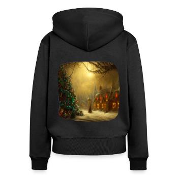 Village de Noël - Sweat à capuche zippé Premium bio Femme - noir - Dos - Julia (174cm)