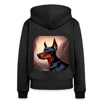 Doberman - Sweat à capuche zippé Premium bio Femme - noir - Dos - Julia (174cm)