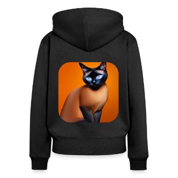 Siamkatze - Frauen Premium Bio Zip Hoodie - Schwarz - Hinten - Julia (174cm)