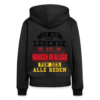 Stadt Wangen im Allgäu Deutschland Legende Spruch - Frauen Premium Bio Zip Hoodie - Schwarz - Hinten - Julia (174cm)