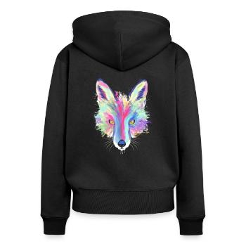 Splash Fuchs Geschenk für alle die Füchse mögen - Frauen Premium Bio Zip Hoodie - Schwarz - Hinten - Julia (174cm)