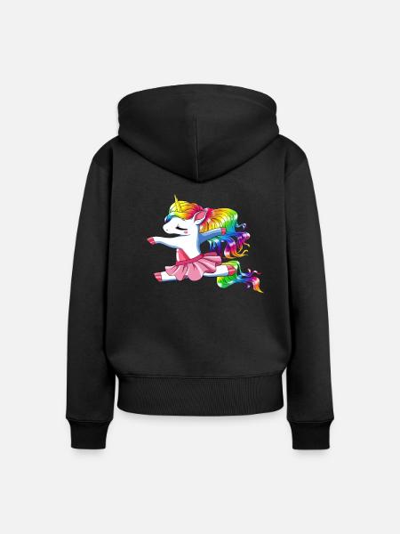 Einhorn Ballet Ballerina - Frauen Premium Bio Zip Hoodie - Schwarz